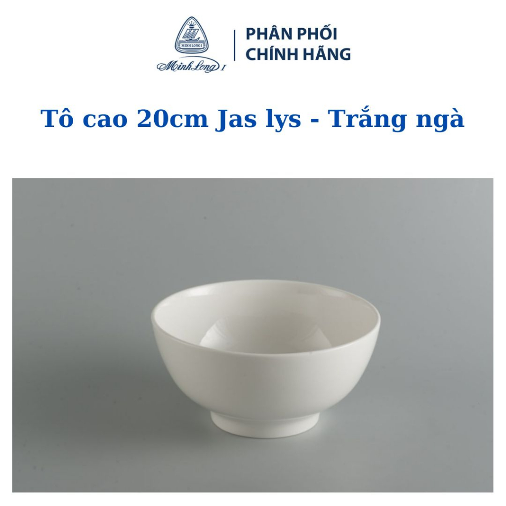 Tô cao Minh Long 20 cm Jasmine Lys Trắng Ngà - Gốm sứ cao cấp Minh Long I