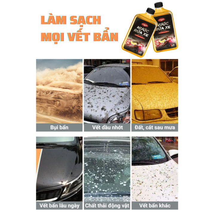 Nước rửa xe không chạm ô tô xe máy tạo bọt tuyết làm bóng và bảo vệ sơn xe, Dung dịch rửa xe không chạm