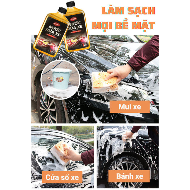 Nước rửa xe không chạm ô tô xe máy tạo bọt tuyết làm bóng và bảo vệ sơn xe, Dung dịch rửa xe không chạm