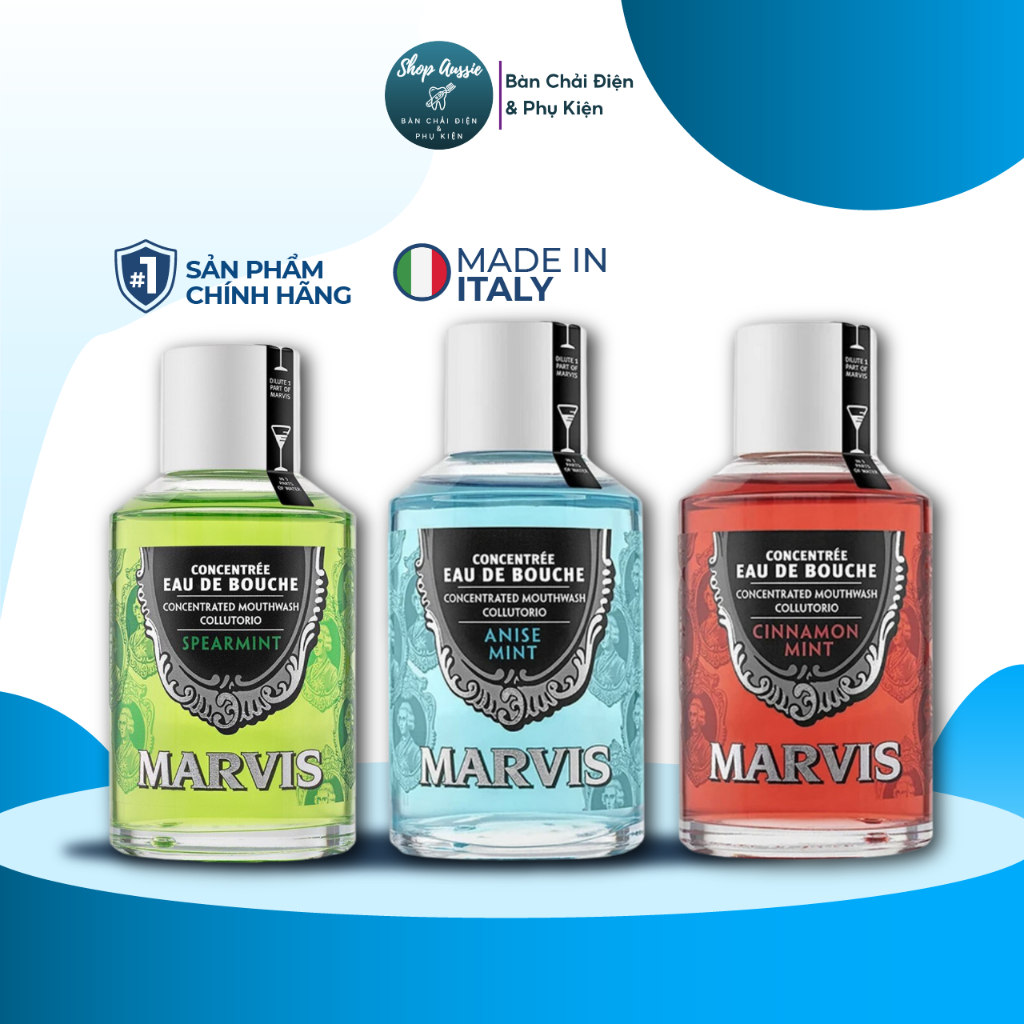 Nước Súc Miệng Marvis Concentrated Mouthwash 120ml - Làm Sạch Mảng Bám, Loại Bỏ Vi Khuẩn, 3 Loại Hương Vị