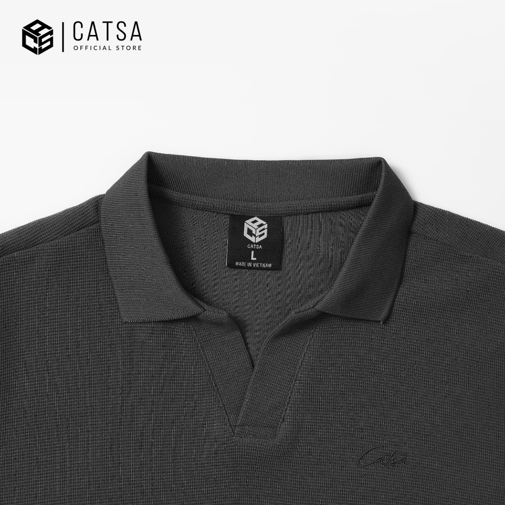 Áo Polo nam cổ chữ V CATSA  4 màu, vải cotton CVC thoáng mát thời thượng ATP350-051-052-053