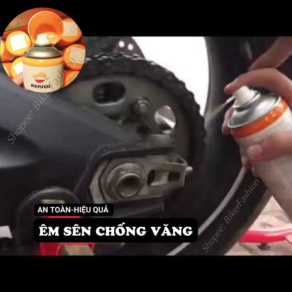 Xịt Dưỡng Sên REPSOL Moto Chain Lube 400ML, Chai Vệ Sinh Sên, Dưỡng Xích Bôi Trơn Sên Xe Máy Chuyên Nghiệp