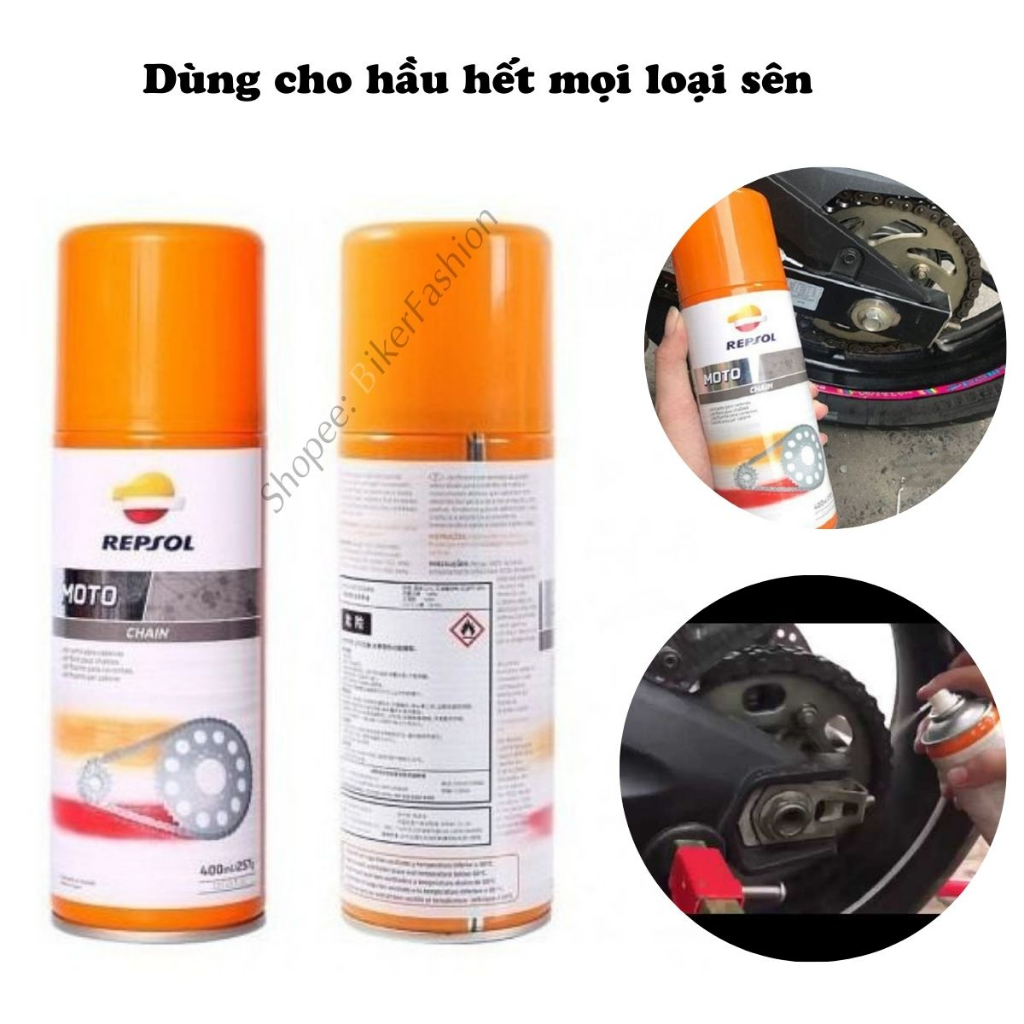 Xịt Dưỡng Sên REPSOL Moto Chain Lube 400ML, Chai Vệ Sinh Sên, Dưỡng Xích Bôi Trơn Sên Xe Máy Chuyên Nghiệp