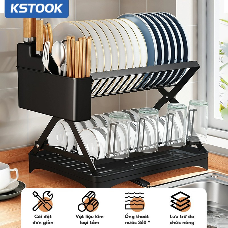 Kệ để gấp phải giá bếp, bộ món ăn