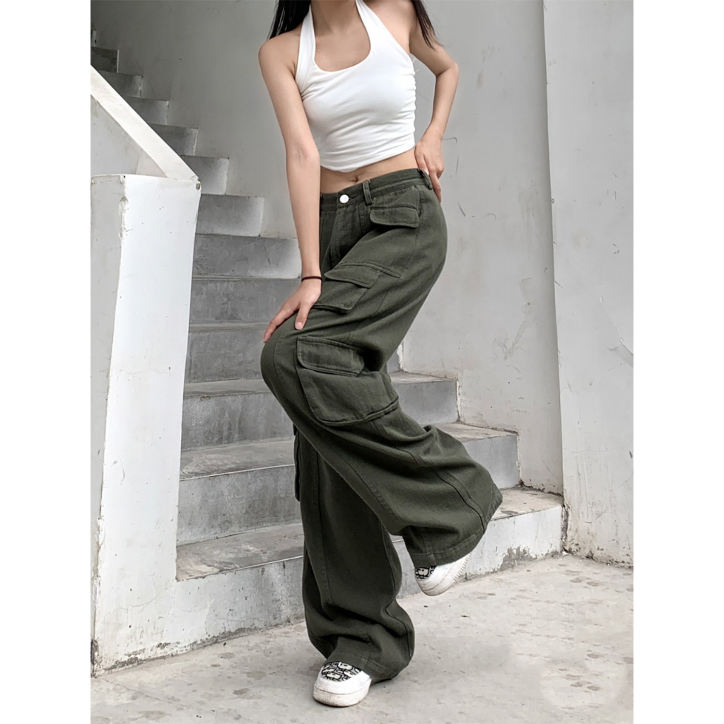 Quần kaki túi hộp Hiphop ống rộng xuông dài cargo pants trơn thời trang nam nữ Wearzone