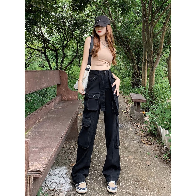 Quần kaki túi hộp Hiphop ống rộng xuông dài cargo pants trơn thời trang nam nữ Wearzone