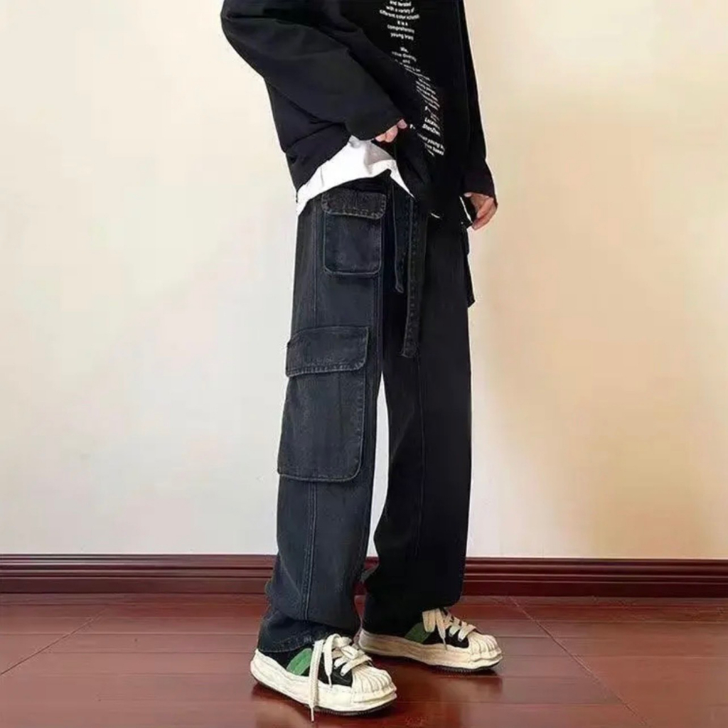 Quần kaki túi hộp Hiphop ống rộng xuông dài cargo pants trơn thời trang nam nữ Wearzone