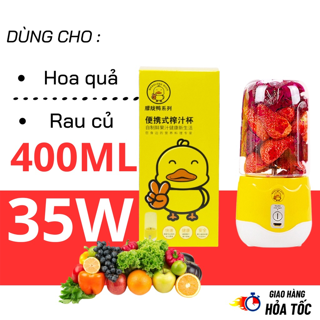 Máy Xay Sinh Tố Cầm Tay Vịt Vàng G- DUCK - Máy Xay Hoa Quả Mini dung tích 400ml