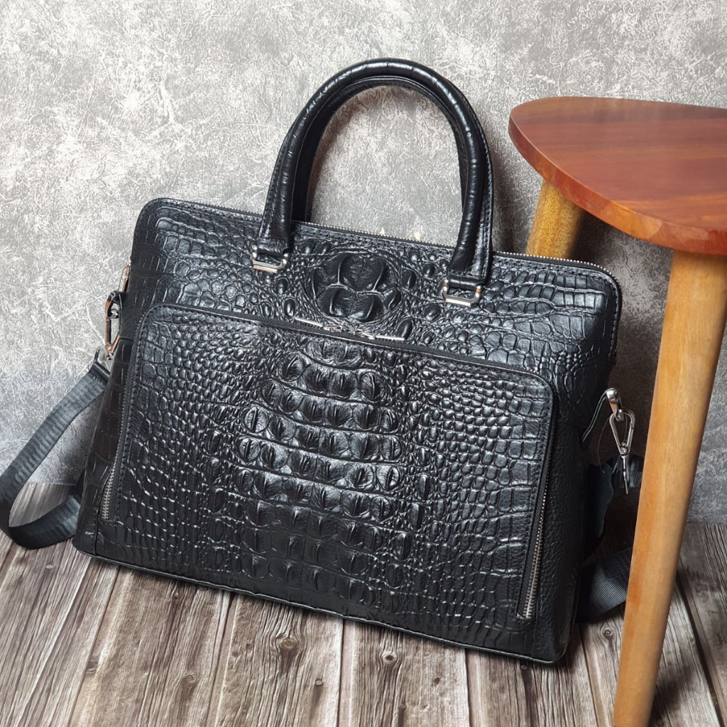 [Da thật] Túi công sở nam da bò thật vân cá sấu CD301 (Đen) - 100% da bò thật, BH 3 năm | BigBuy360 - bigbuy360.vn