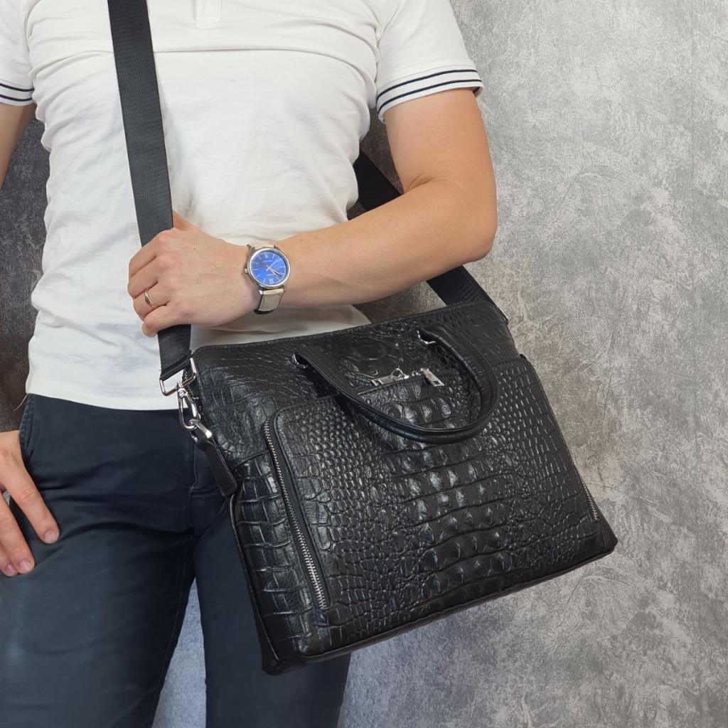 [Da thật] Túi công sở nam da bò thật vân cá sấu CD301 (Đen) - 100% da bò thật, BH 3 năm | BigBuy360 - bigbuy360.vn