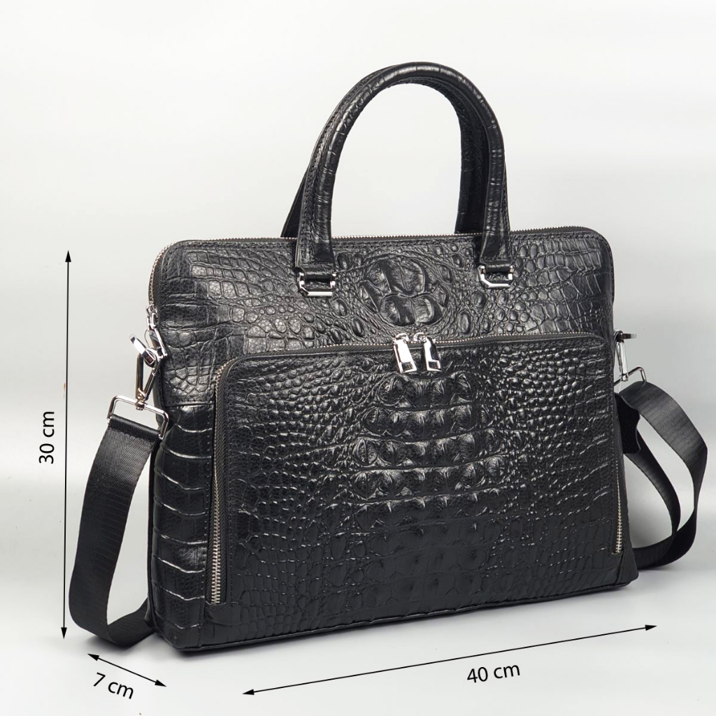 [Da thật] Túi công sở nam da bò thật vân cá sấu CD301 (Đen) - 100% da bò thật, BH 3 năm | BigBuy360 - bigbuy360.vn