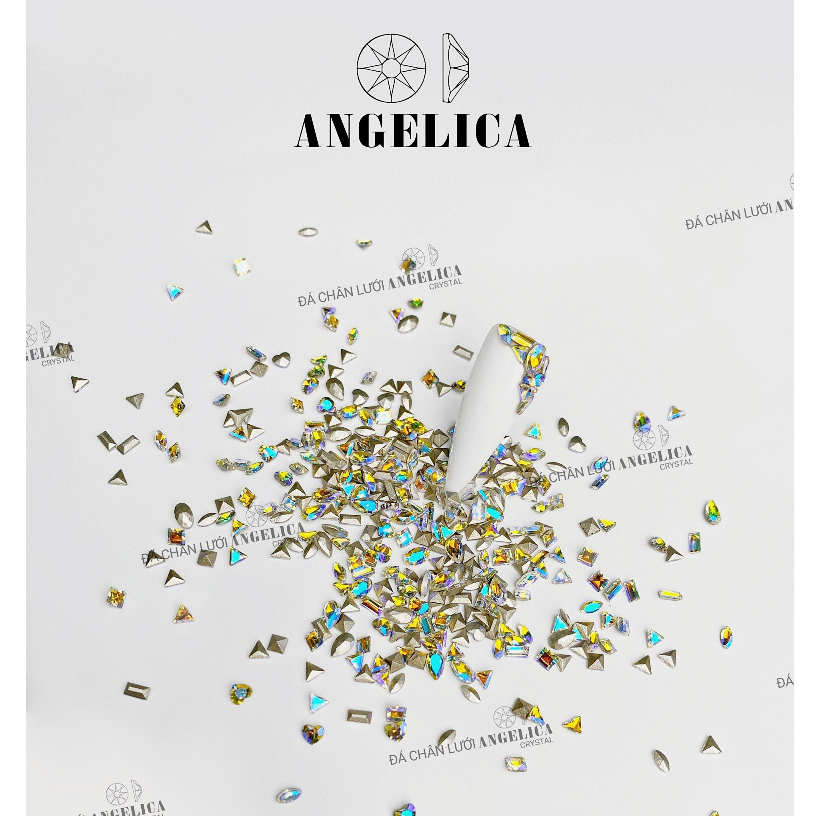 Set đá khối hạt gạo super mini siêu nhỏ chân nhọn nails chân vàng trang trí móng khoảng 100 viên ANGELICA SMINI