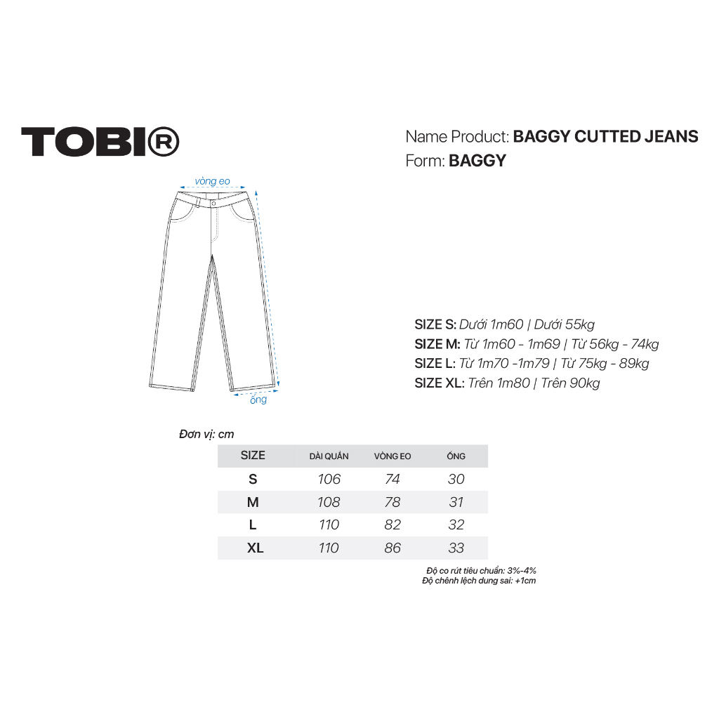 Quần Jeans Ống Rộng Cắt Tua Rua TOBI