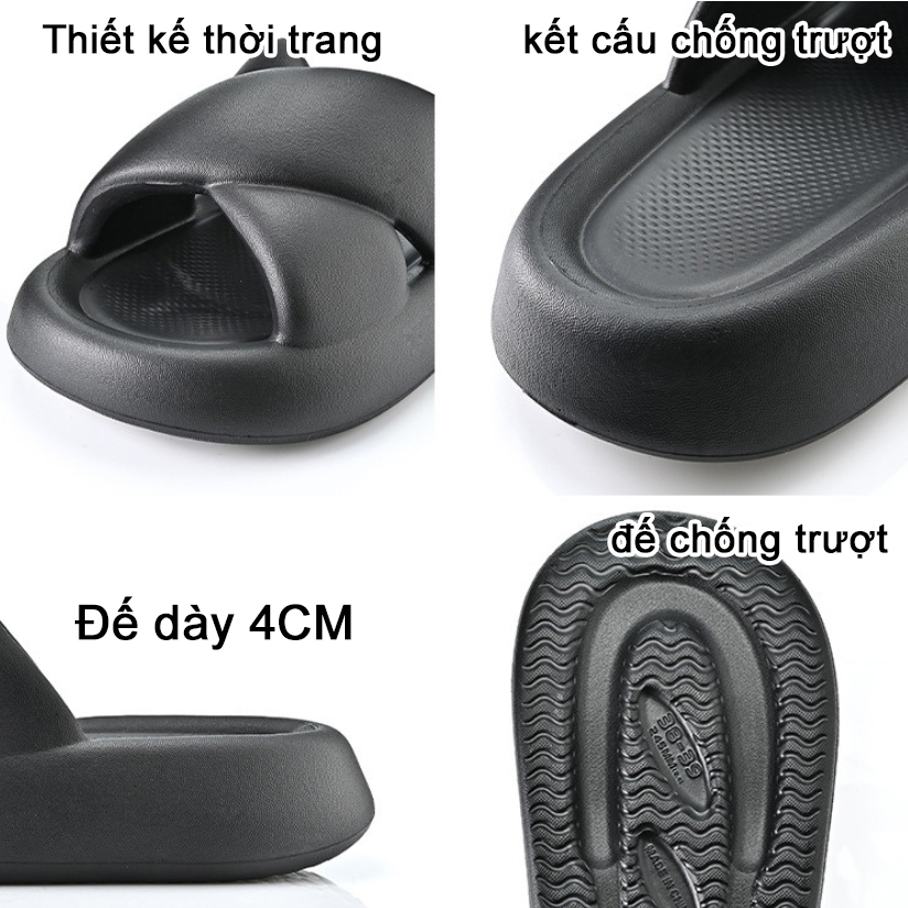 Dép bánh mì nam nữ, Dép quai chéo đế dày mùa hè Hàn Quốc, Siêu nhẹ chống trơn trượt