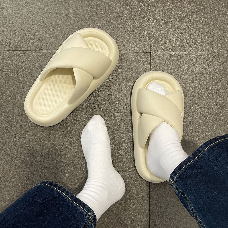 Dép bánh mì nam nữ, Dép quai chéo đế dày mùa hè Hàn Quốc, Siêu nhẹ chống trơn trượt