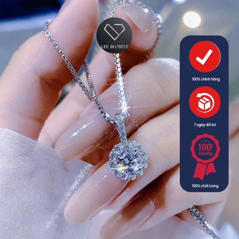 Size 6.3li dây chuyền chất liệu bạc quý kim + kim cương Moissanite