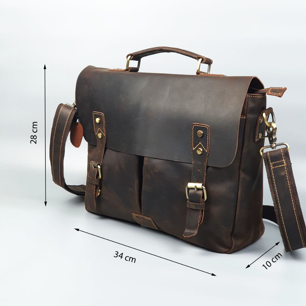 Túi công sở nam da thật; Túi đựng laptop da sáp CD305  - 100% da thật, BH 3 năm