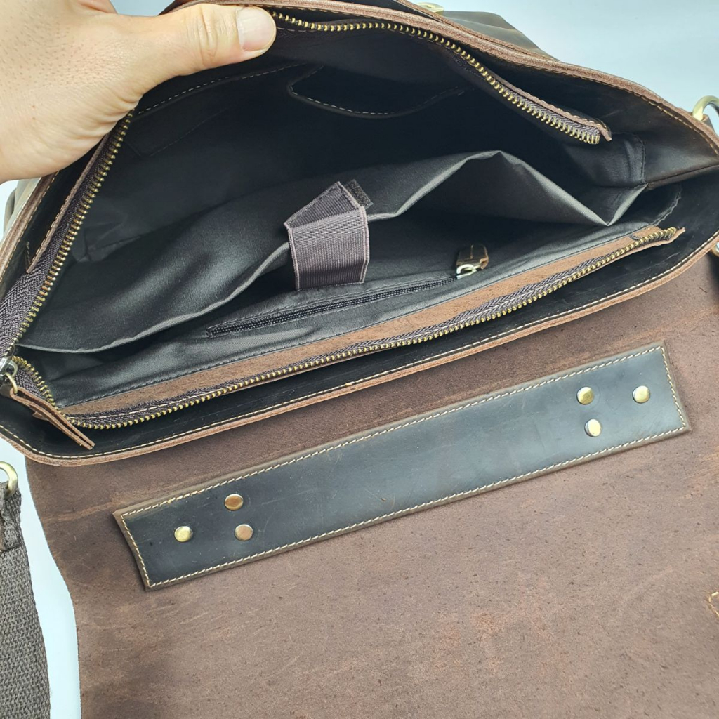 Túi công sở nam da thật; Túi đựng laptop da sáp CD305  - 100% da thật, BH 3 năm