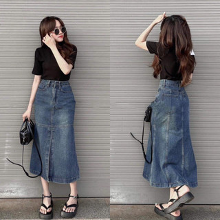 CHÂN VÁY JEANS ĐUÔI CÁ TRƠN BASIC