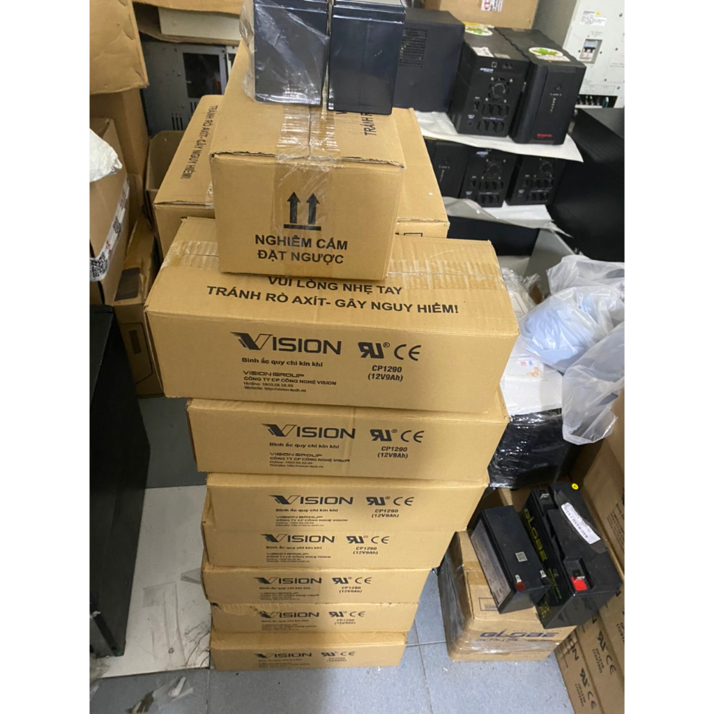 Bình ắc quy Vision 12V9Ah CP1290 mới 100% xài cho UPS, Xe đạp điện, Inverter...