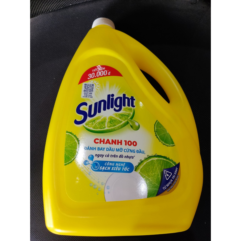 Nước Rửa Chén Bát Sunlight Chanh 100 Sạch Nhanh Xả Bọt Nhanh Rửa Sạch Dầu Mỡ 3.6kg