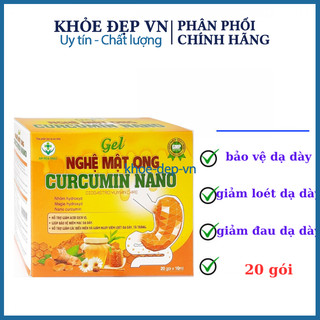 Gel nghệ curcumin nano giảm đau dạ dày, giảm trào ngược dạ dày, giảm loét dạ dày, tá tràng - Hộp 20 gói giao mẫu nh