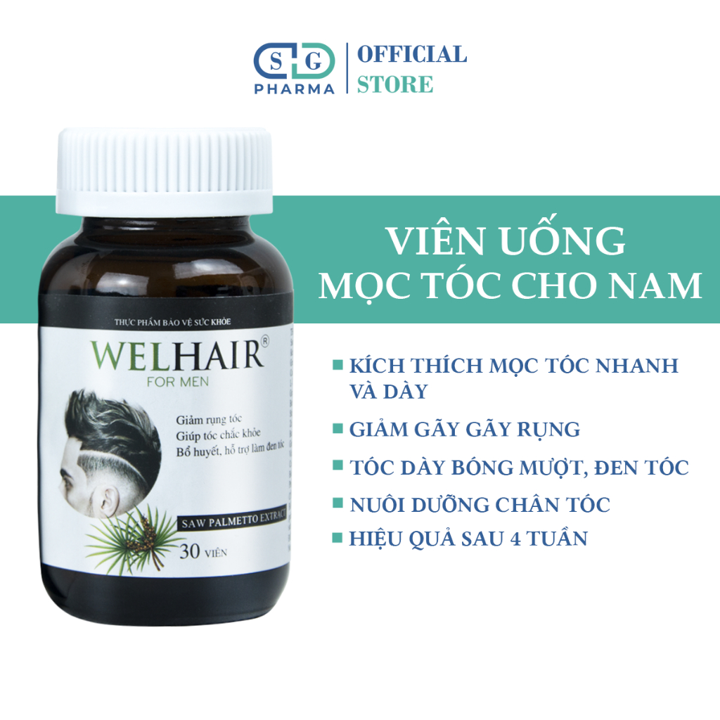 Viên uống Kích Thích Mọc Tóc Cho Nam Welhair For Men Hủ 30 viên