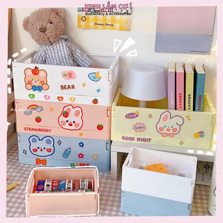 Giỏ Đựng Đồ gấp Gọn Lưu Trữ Đồ Dùng Học Tập, Mỹ Phẩm, Decor Siêu Cute- tặng kèm sticker [Xinh Lắm Cơ Í]