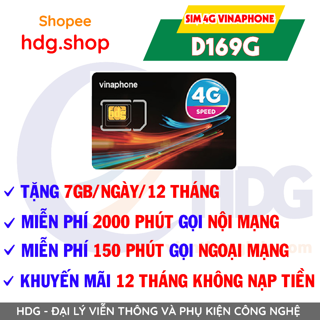 SIM 4G Vinaphone VD89 VD149 2GB-4GB/ngày, D169G tặng 7gb/ngày, gọi miễn phí cuộc gọi dưới 20p
