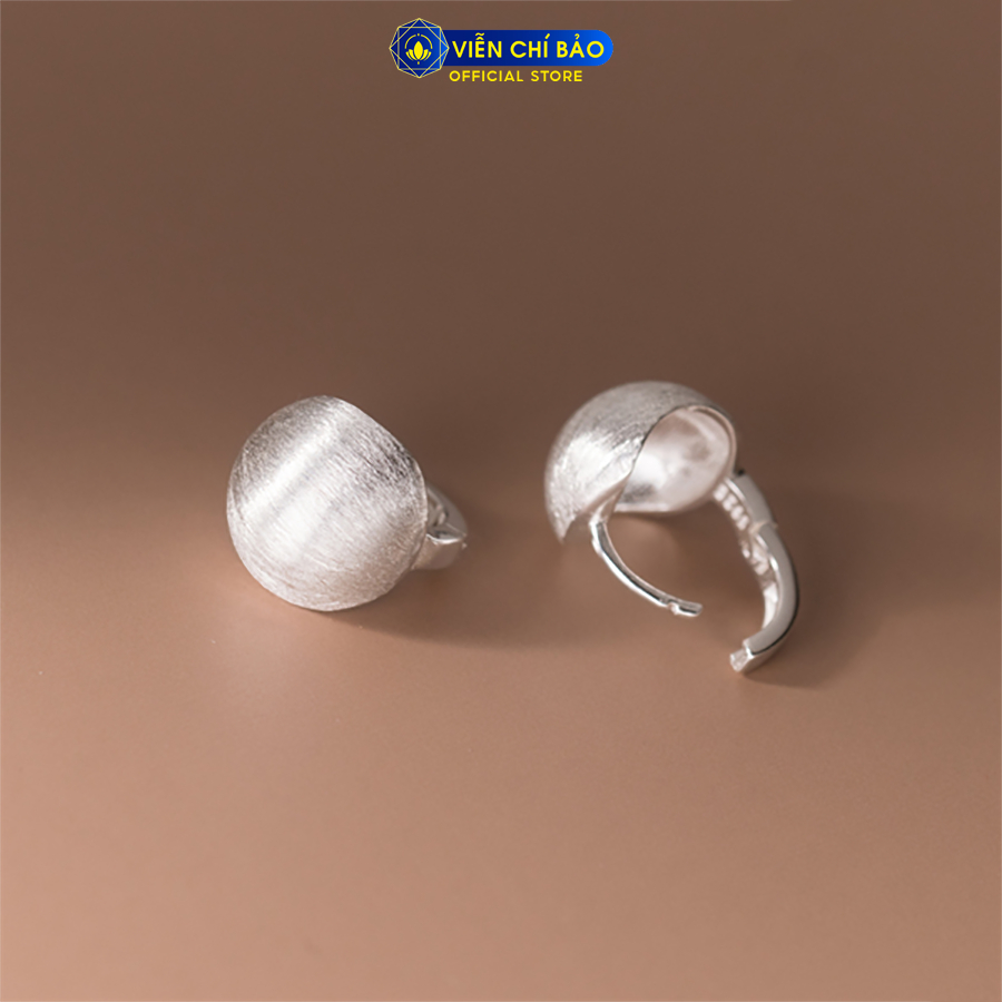 Bông tai bạc nữ tròn mờ chất liệu bạc Ý 925 thời trang phụ kiện trang sức Viễn Chí Bảo B000855