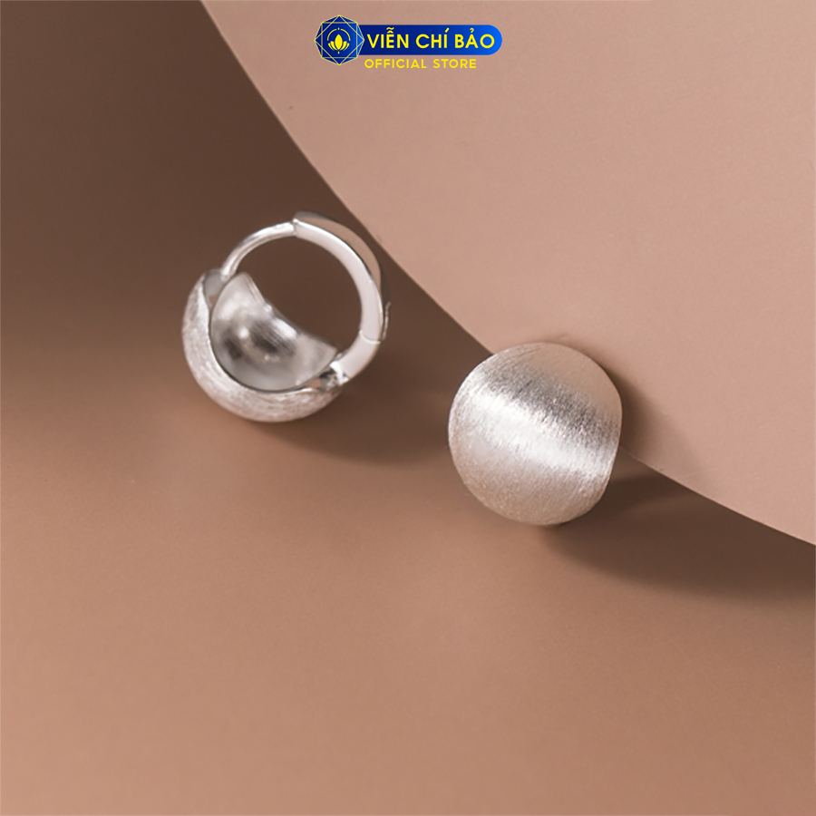Bông tai bạc nữ tròn mờ chất liệu bạc Ý 925 thời trang phụ kiện trang sức Viễn Chí Bảo B000855