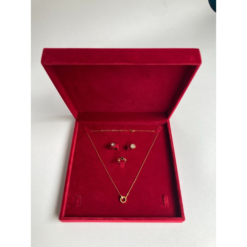 inbox mua sỉ từ 10 cái bộ đựng bộ trang sức cưới nhung đỏ cao cấp size đại 20x20x4.5cm