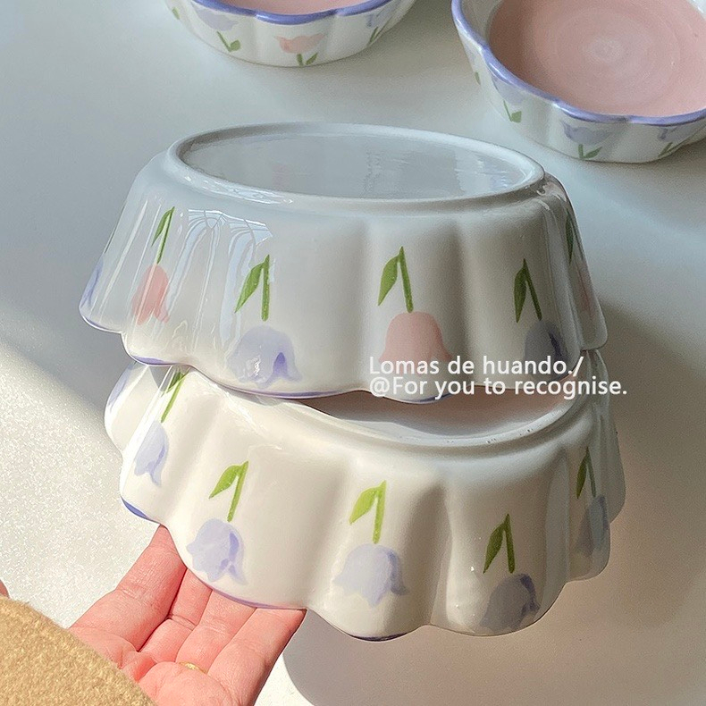 Tô sứ bông hoa tulip đựng canh, đựng súp, ăn mì