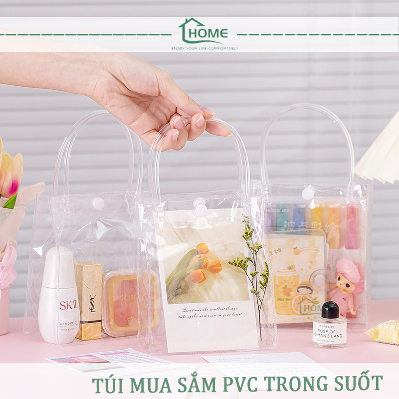 Túi kính trong suốt đựng bông hoa sáp, quà tặng Túi xách mua sắm bằng nhựa PVC trong suốt chống thấm nước cao cấp tiện lợi, Suốt Bảo Vệ Môi Trường