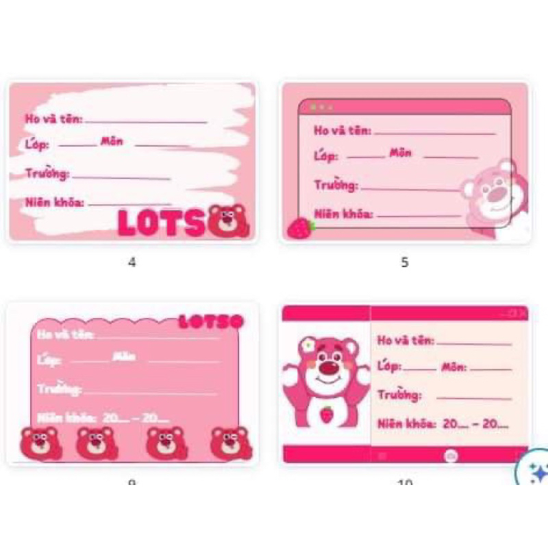 Set 20 Nhãn Vở Dán Tập