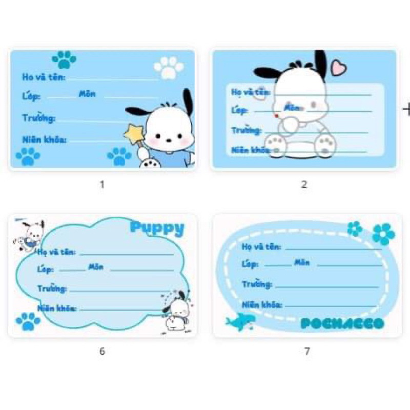 Set 20 Nhãn Vở Dán Tập