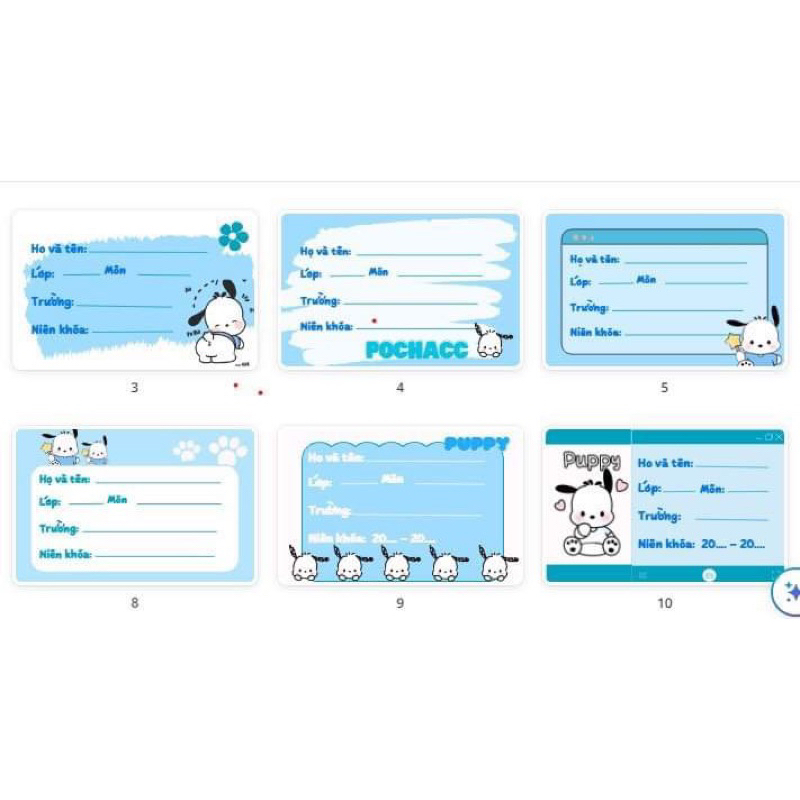 Set 20 Nhãn Vở Dán Tập