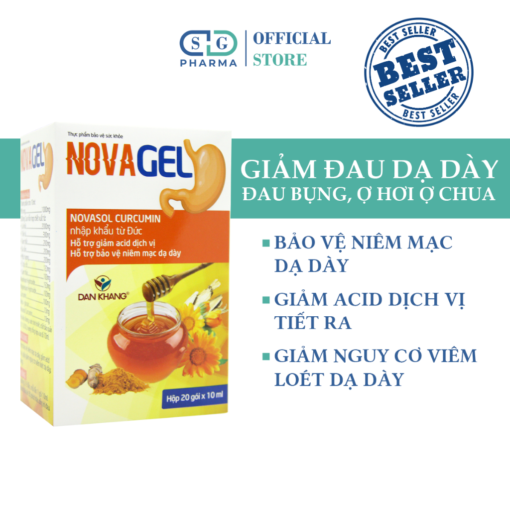 Gói Hỗ Trợ Giảm Đau Dạ Dày Tức Thì, Đau Rát Bao Tử Novagel (2 Gói X 10Ml)
