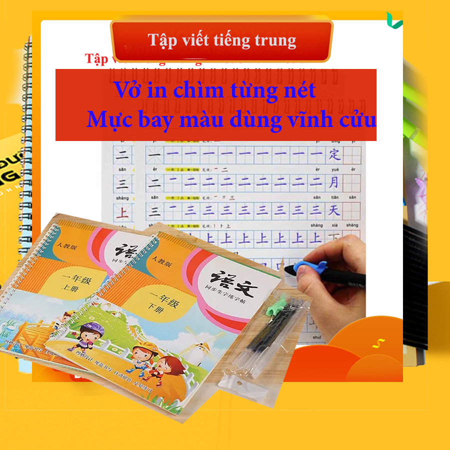 Tập viết chữ hán sơ cấp, luyện viết tiếng trung từ đầu -Tặng 1 bút 20 ngòi