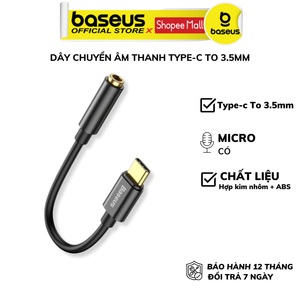 Jack chuyển đổi tai nghe Baseus L54 TypeC sang rắc cắm âm thanh 3,5 mm