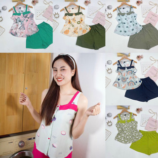 Đồ bộ đùi nữ cổ vuông phối màu D06 𝐂𝐡𝐢𝐏𝐚𝐧𝐬𝐲 F21 VNXK đồ bộ tole lanh cao cấp thoáng mát