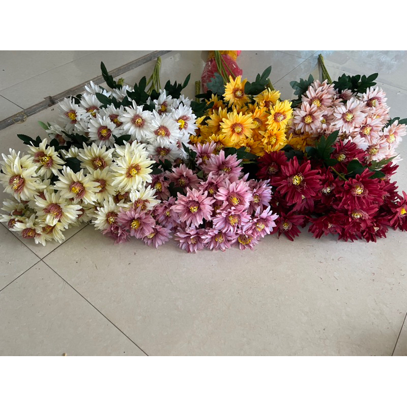 hoa giả trang trí,hoa cúc thanh lý,cúc 4 bông