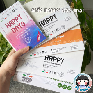 Giấy vẽ màu nước Happy các loại khổ A6-A5-A4-A3