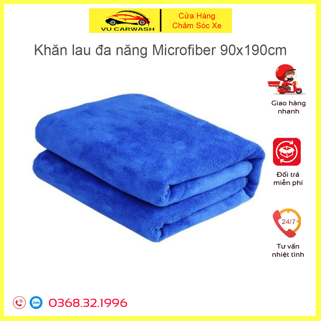 Khăn Lau Xe Microfiber Mềm Mịn Siêu Thấm Hút 90X190CM Chuyên Dùng Lau Rửa Xe Hơi Ô tô Xe Máy Dùng Trong Spa Nail Làm Tóc