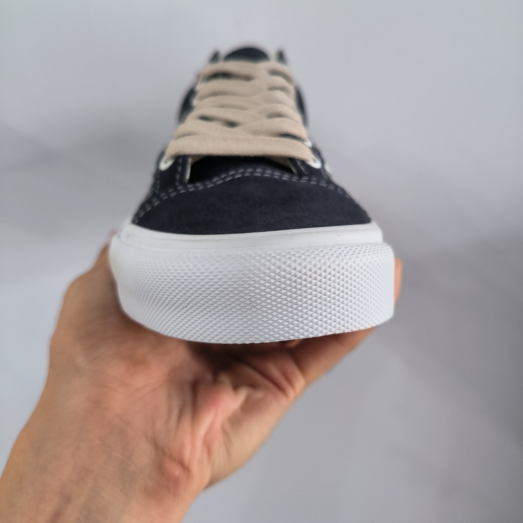 Giày Vans Old Skool xanh đen dây khaki bảng to