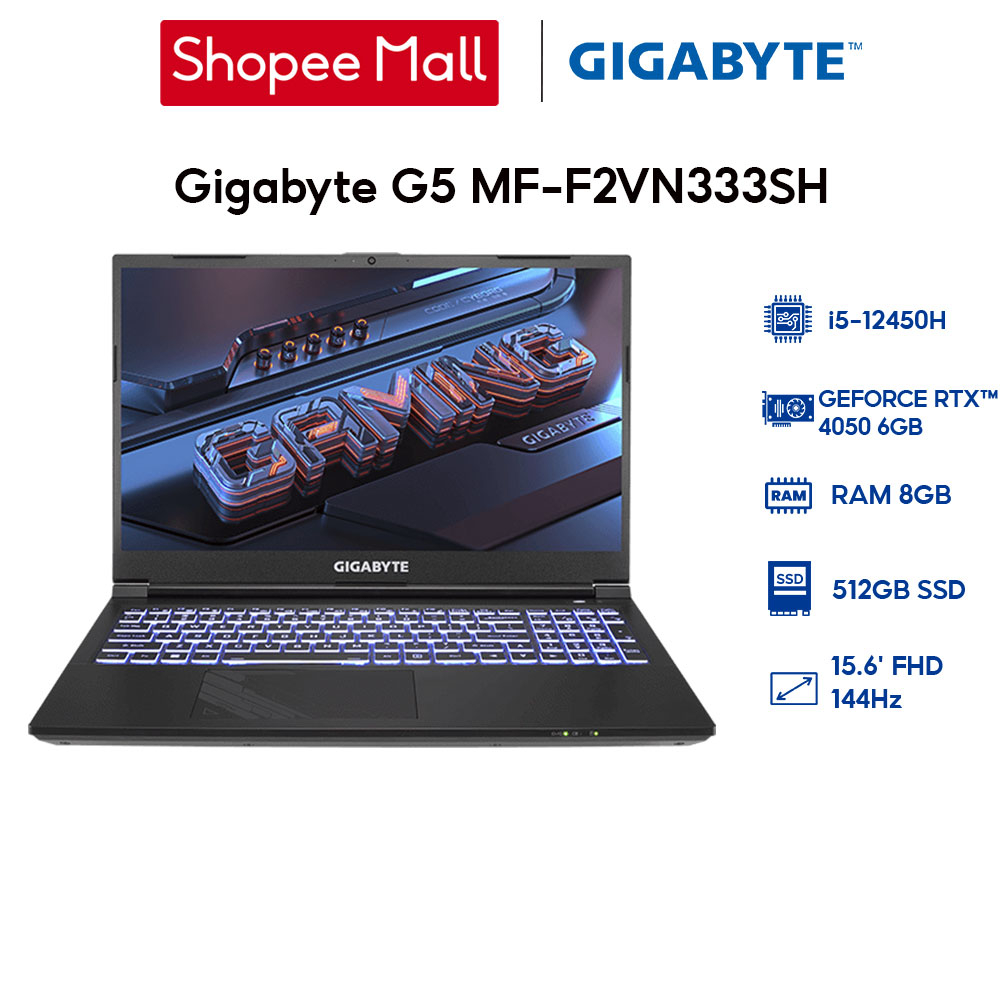 [Nhập ELGAME22 giảm 10%] Laptop Gigabyte G5 MF-F2VN333SH (i5-12450H | 8GB | 512GB | RTX™ 4050 6GB | 15.6')