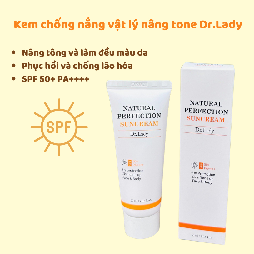 Kem Chống Nắng Vật Lý Nâng Tone Dr. Lady Suncream - 60ml