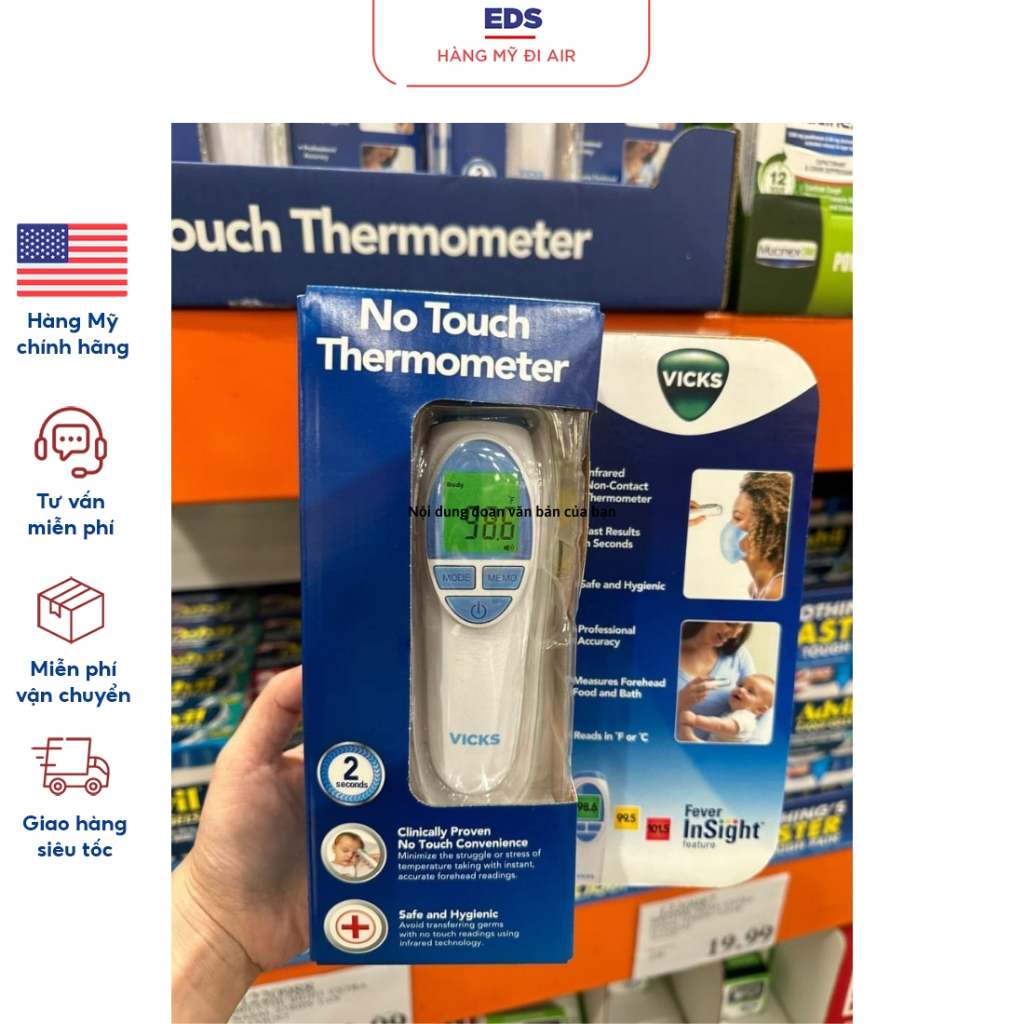 Nhiệt kế thông minh Vicks No Touch Thermometer - EDS Hàng Mỹ