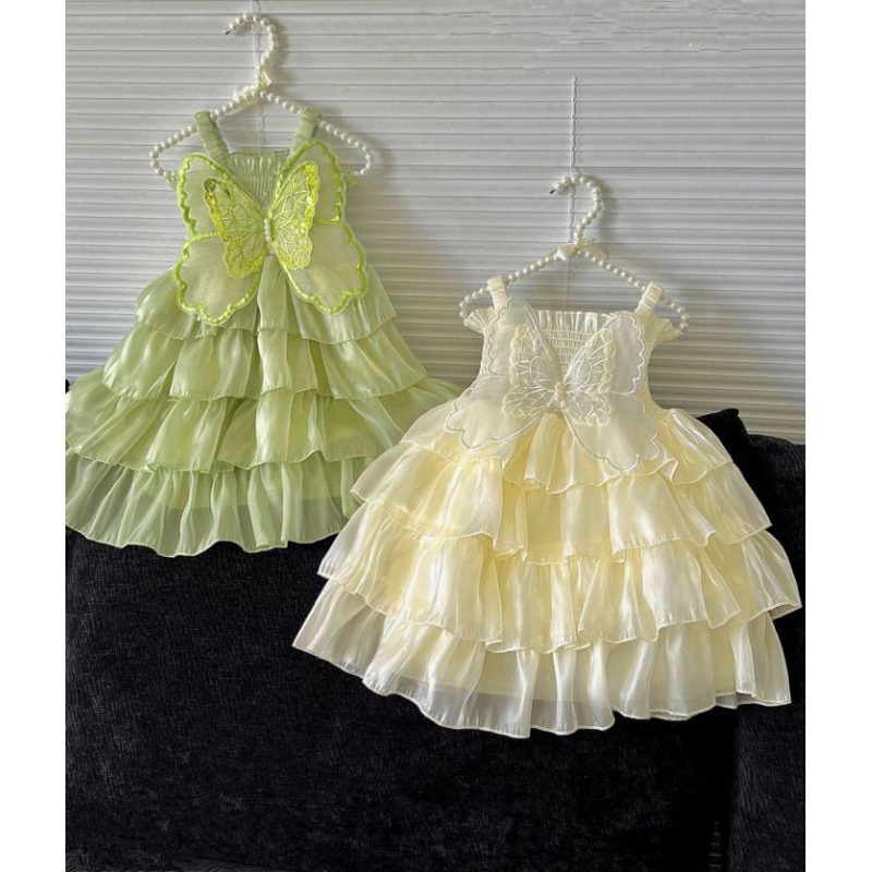 Váy  tầng đính buom nổi sau xinh xắn tiểu thư bé gái