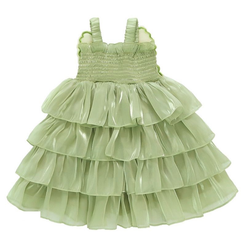 Váy  tầng đính buom nổi sau xinh xắn tiểu thư bé gái